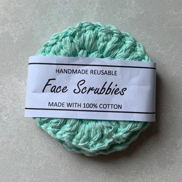 Mint green coloured handmade reusable round cotton facewipes in pack of 3.